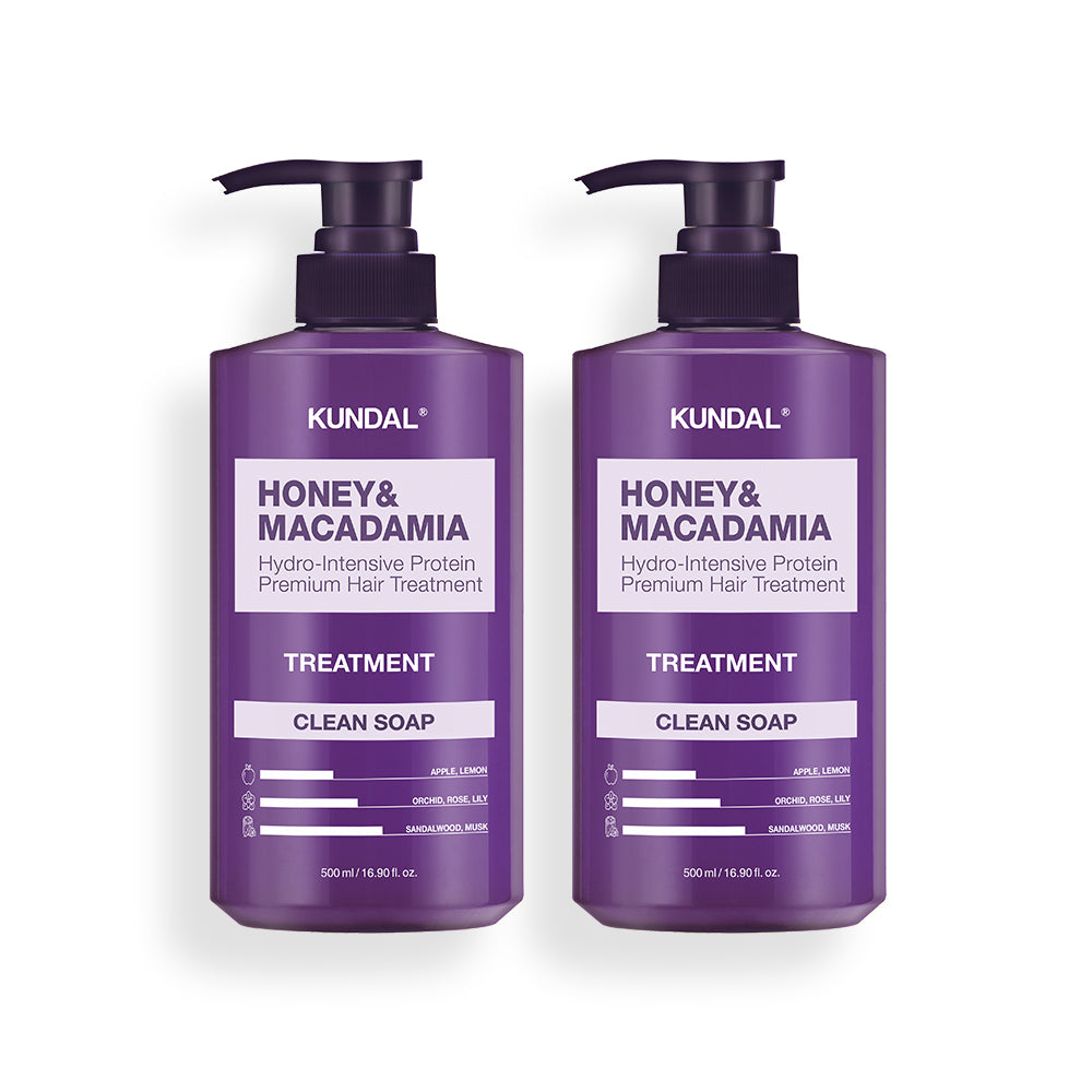 Kundal Honey & Macadamia Protein Hair Treatment 500ml (2 Pack) (Clean Soap Scent)