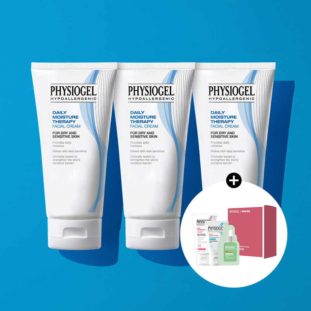 Physiogel DMT Facial Moisture Barrier Cream 75ml (3 Pack) + Sensitive SOS Kit (Gift)