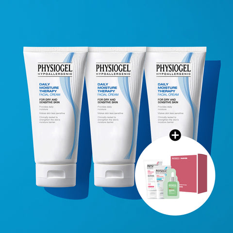 Physiogel DMT Facial Moisture Barrier Cream 75ml (3 Pack) + Sensitive SOS Kit (Gift)