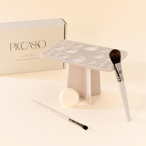 Picasso Cheek & Eye Daily Makeup Full Set 108 & 207A Brushes + Drying Stand & Mini Soap