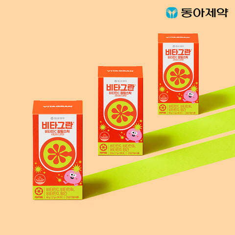 Dong-A Pharm Vitagran Vitamin C Popping Stick Shine Muscat Flavor 30 Packs x 3 Boxes (90 Sachets)