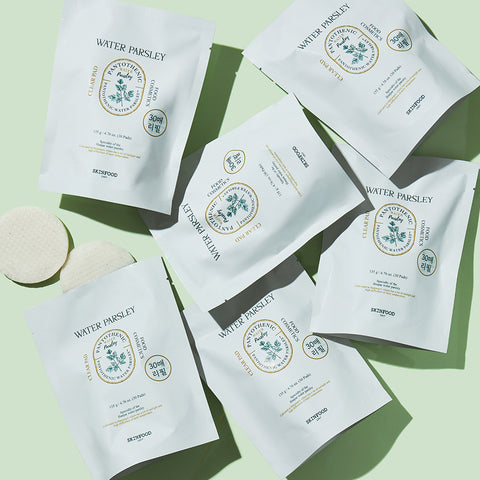 Skinfood Pantothenic Water Parsley & Minari Calming Toner Pads (30 Pad Refill)