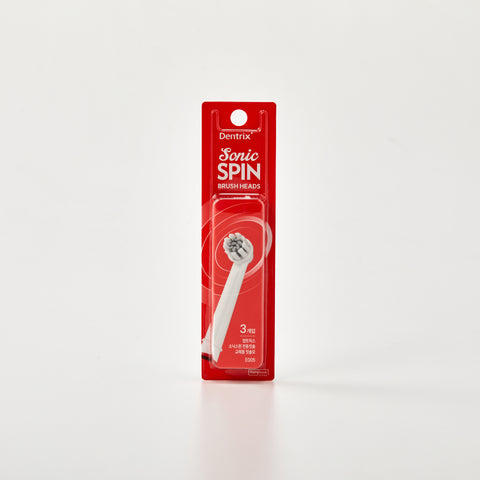 DongKook Dentrix SonicSpin Electric Toothbrush + 3 Replacement Brush Heads (Battery-Powered)