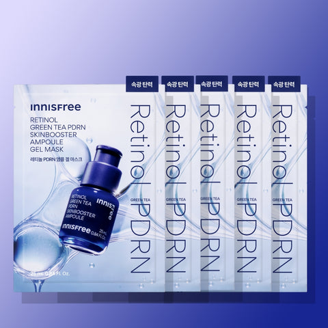 innisfree Retinol Green Tea PDRN Skin Booster Ampoule Gel Mask 25ml (5 sheets)