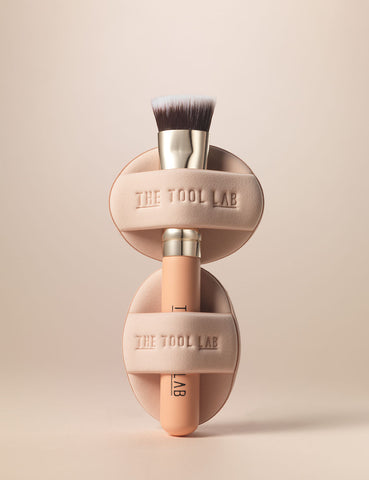 The Tool Lab Skin Fit Conceal Duo Concealer Brush Set (1 Brush 4 Finger Puffs Mini Soap & Case)