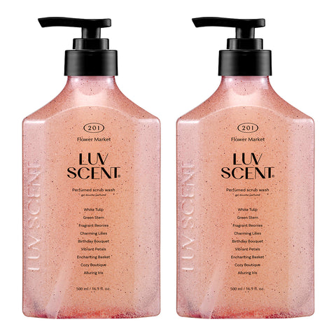 Luvscent Perfume Body Wash 500ml x2 (Flower Market White Tulip) + Hand Wash 300ml