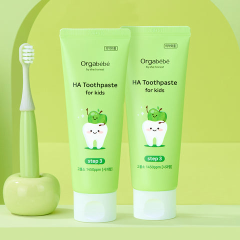 Orgabebe H.A. Three-Step Toothpaste High Fluoride 1450ppm Apple Flavor (2 Pack)