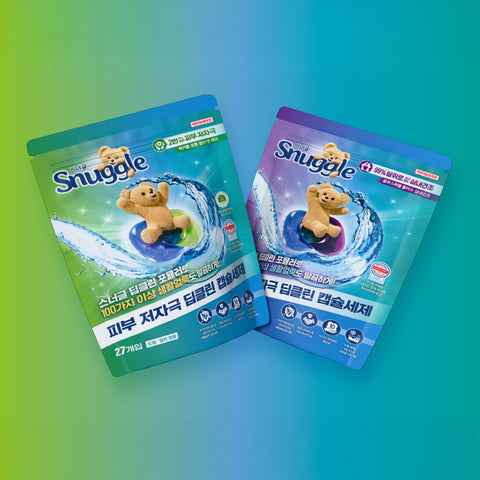Snuggle Mild Deep-Clean Laundry Capsules Blue Sparkle Plus 30-count (2 Pack) with Dry Sheet Sample Kit (Indoor Drying)