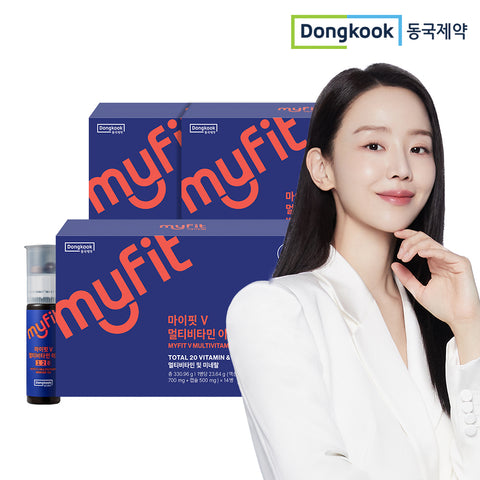 DongKook Pharmaceutical MyFit V Multivitamin Immune 128 Drinkable Liquid Vitamin (20ml) + Capsule (500mg) + Tablet (600mg) 14-count x 3 (42 bottles)