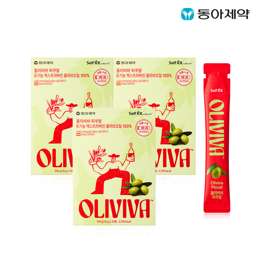 Dong-A Pharm OLIVIVA Picual Organic Olive Oil Sticks 90-Pack (3x30) Spanish Picual Ready-to-Drink