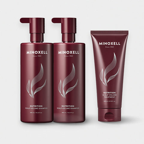 Minoxell Nutrition Scalp Volume Hair-Loss Shampoo 480ml (2) + Treatment 200ml (1)