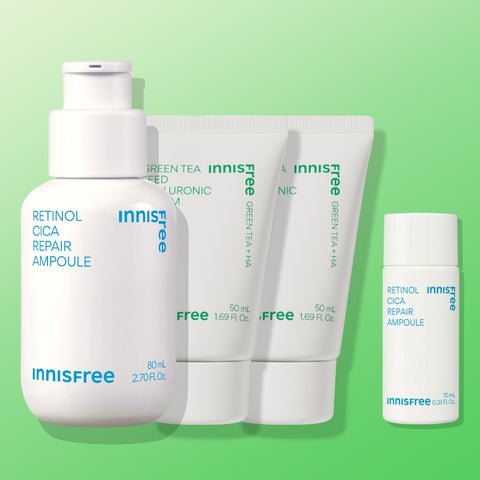 Innisfree Retinol Cica Scar Ampoule 80ml + Green Tea Seed Hyaluronic Moisture Cream 50ml (2-pack)