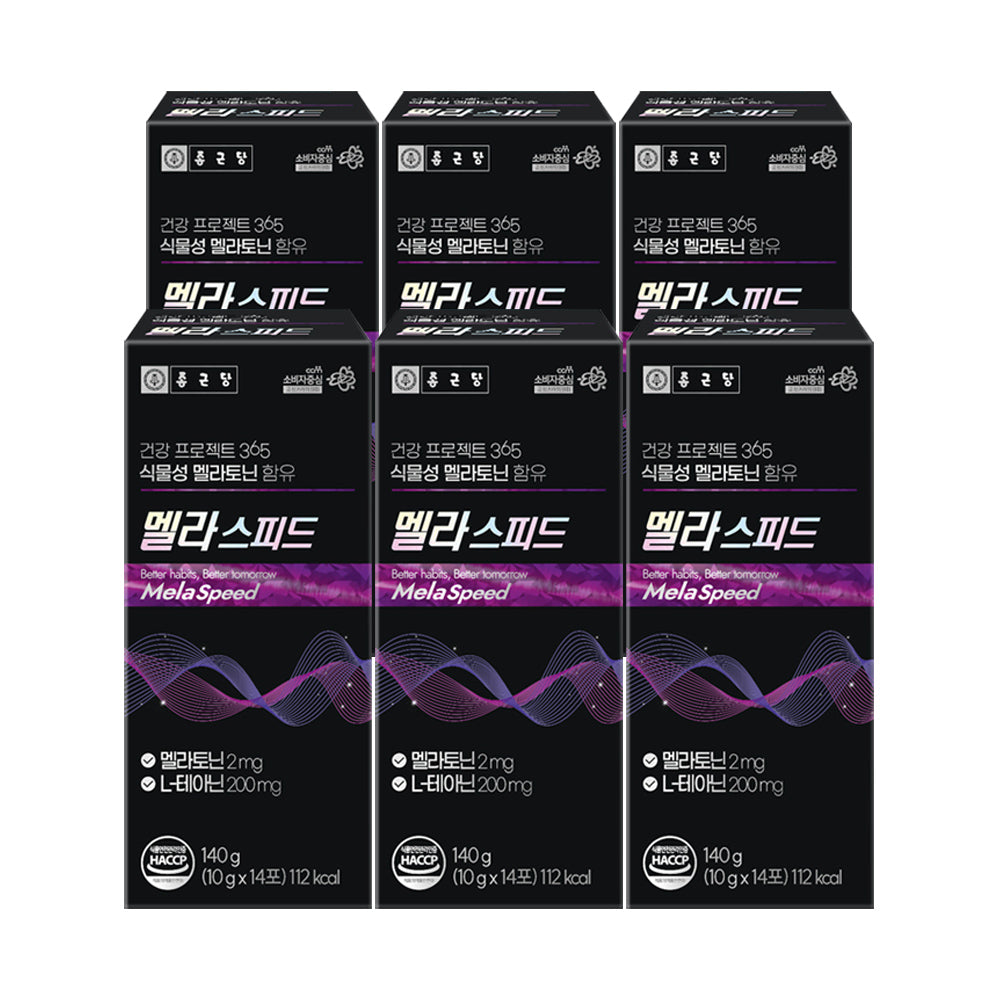 Chongkundang Melaspeed Liquid Melatonin 2 mg, 10 g x 14 sachets (6 Pack) Plant-Based