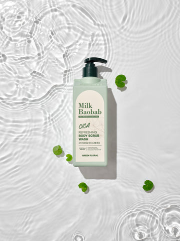 Milk Baobab Cica Refreshing Body Scrub Wash 500ml - 1+1 (Includes Ocean Breeze Pouch)