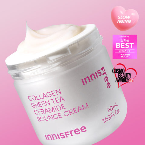 Innisfree Collagen Green Tea Ceramide Elastic Barrier Cream 50ml + (Refill) Collagen Cream 50ml