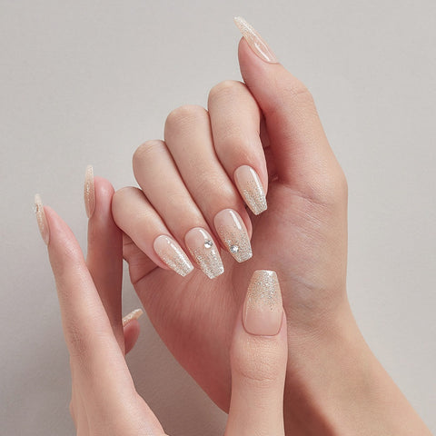 Dashing Diva Magic Press Crystal Champagne (Coffin) Nail Tips