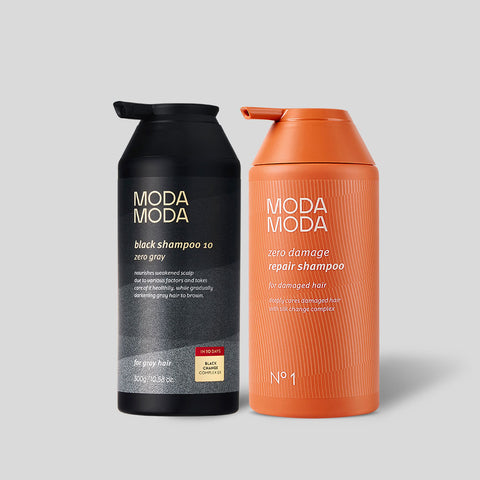 MODAMODA Zero Gray Black Shampoo 10 300g + Zero Damage Repair Shampoo 500g 2-Piece Set