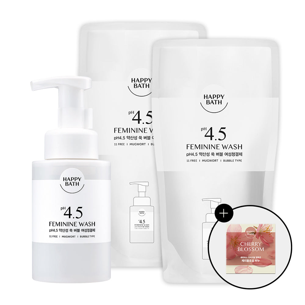 Happy Bath Mugwort Bubble Feminine Wash 300ml + 300ml Refill (2 pack)