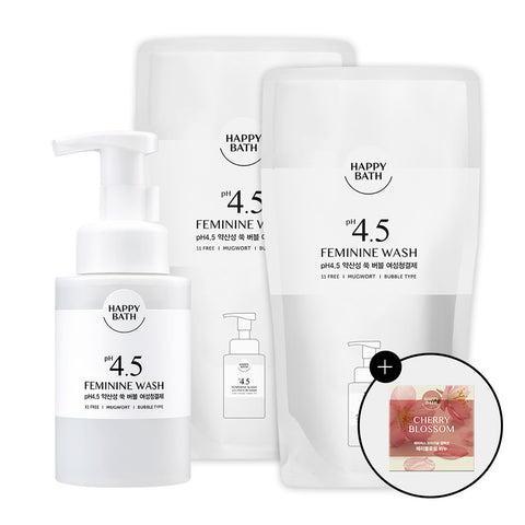 Happy Bath Mugwort Bubble Feminine Wash 300ml + 300ml Refill (2 pack)