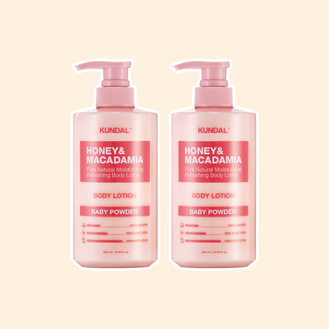 Kundal Honey & Macadamia Pure Body Lotion 500ml (2 Pack) - Baby Powder