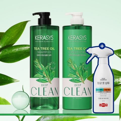 Kerasys Real Nature Tea Tree Oil Shampoo 1L x2 + Foot Shampoo 410ml