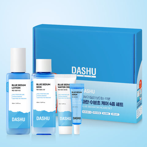 Dashu Boy Blue Hydration 4-Piece Set (Skin & Lotion) + Moisture Cream 50ml & Serum 20ml