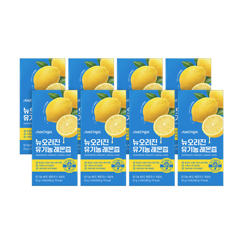 New Origin Organic Lemon Juice NFC 100% Cold-Pressed Pouches 14 Packs x 8 Boxes (4+4 Set)