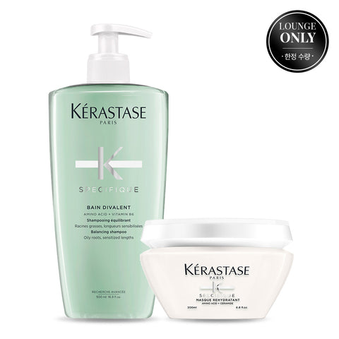 Kerastase Bain Divalent Shampoo 500ml + Divalent Hair Mask 200ml (Oily Scalp 2-Step Care)