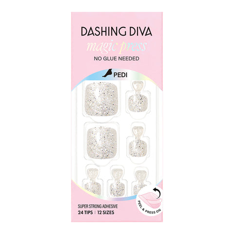 Dashing Diva Magic Press Pedicure Silver Sparkle