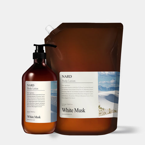 Nard Refresh Perfumed Body Lotion White Musk 1L + 2.1L (Full & Refill Set)