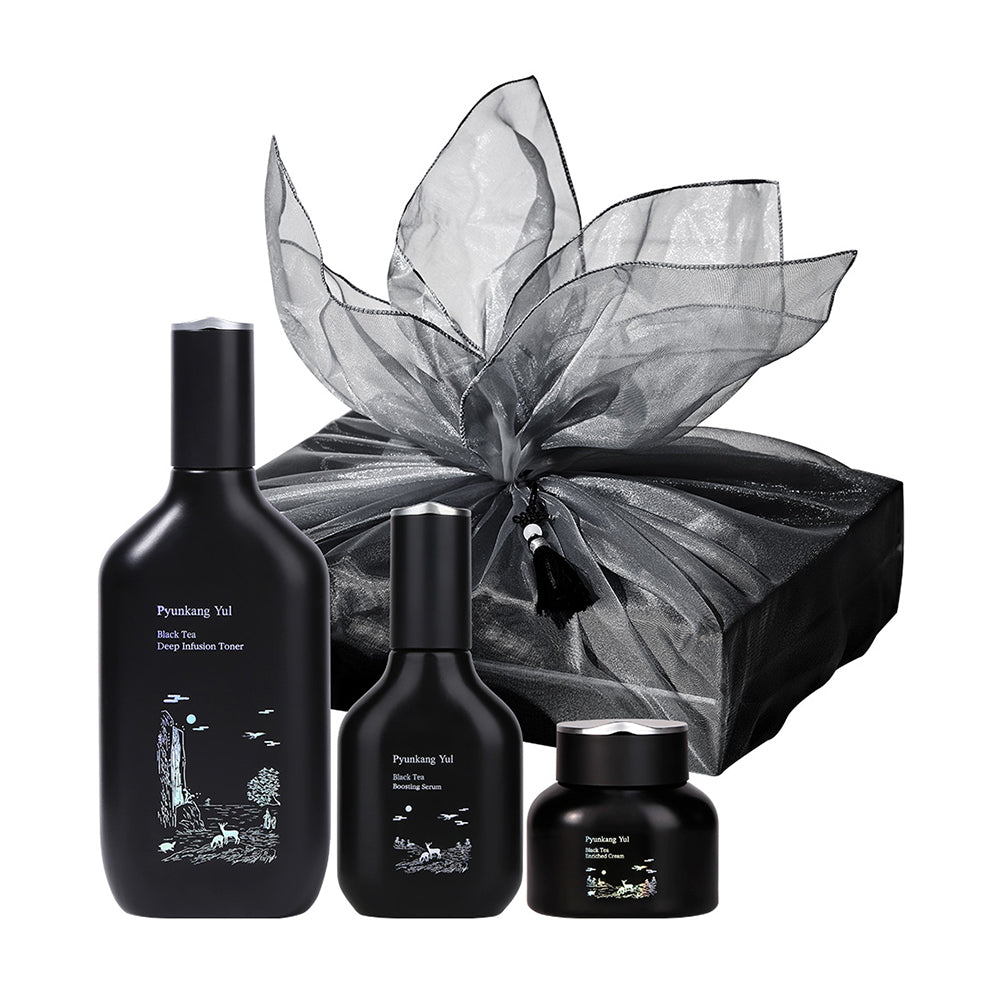 Pyunkang Yul Black Tea Bojagi 3-Piece Gift Set (Toner + Serum + Cream)