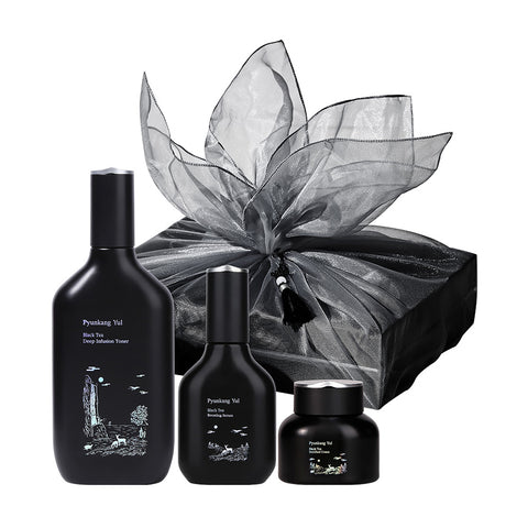 Pyunkang Yul Black Tea Bojagi 3-Piece Gift Set (Toner + Serum + Cream)