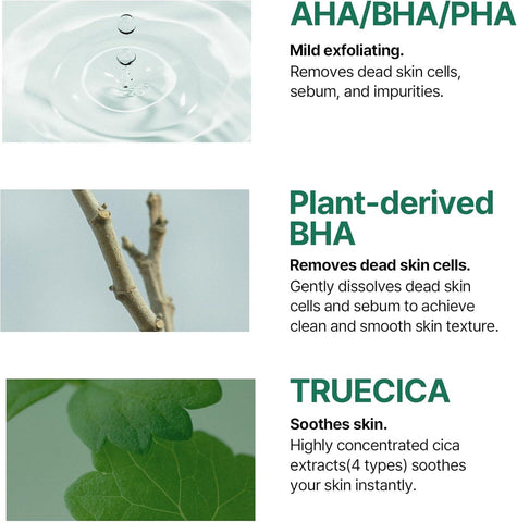 Soonsu Beauty AHA BHA PHA 30 days Miracle Truecica Clear Pad texture close-up