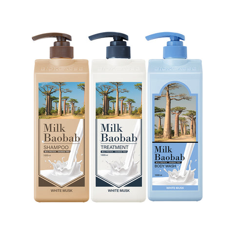 Milk Baobab Original Shampoo + Treatment + Body Wash (White Musk) - 1L x 3 Pack