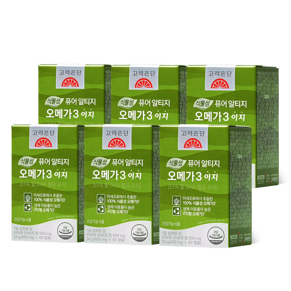 Koreaeundan Plant-Based Pure rTG Omega-3 Easy 60 Capsules x 6 Pack