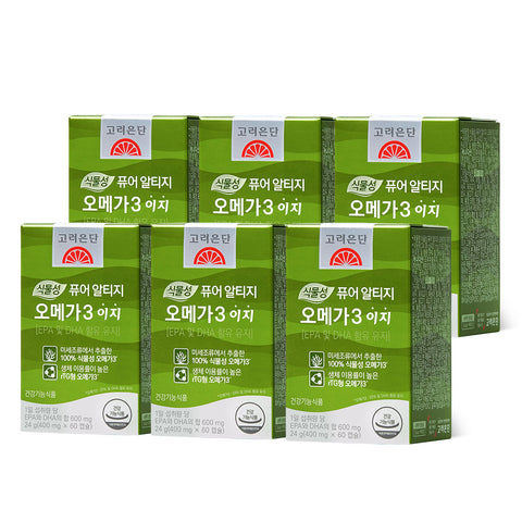 Koreaeundan Plant-Based Pure rTG Omega-3 Easy 60 Capsules x 6 Pack