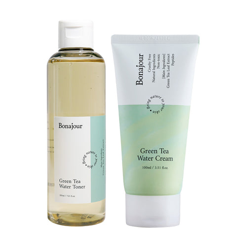 Bonajour Vegan Green Tea Water Toner + Moisture Cream Set (2-Piece)