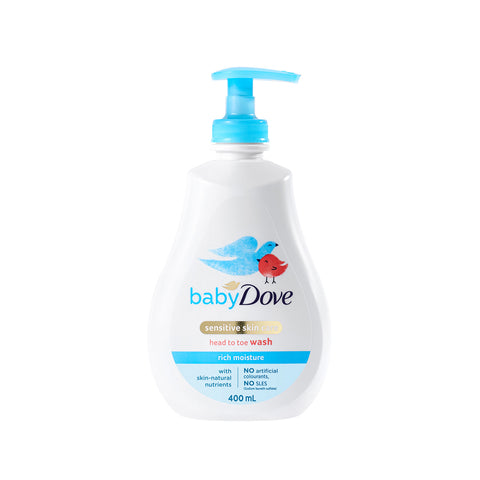 Baby Dove Top-to-Toe Body Wash Rich Moisture 400ml + Body Lotion Rich Moisture 400ml (Optional Dove Hand Towel)