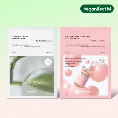 Veganifect Muhwabam Pore Mask 1pc + Green Barley Moisture Soothing Mask 1pc
