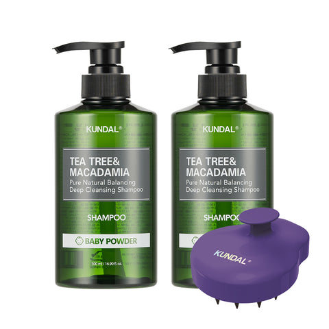 Kundal Deep Cleansing Oily Shampoo 2 Pack 500ml + Shampoo Brush