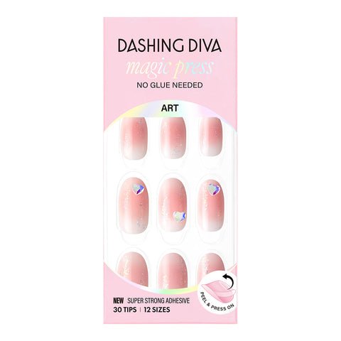 Dashing Diva Magic Press Heart Cheek (Long Oval) Nail Tips