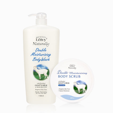 Leivy Goat Milk Body Wash 1150ml + Body Scrub 400g - 2-Piece Set