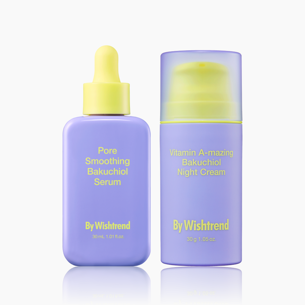 By Wishtrend Pore Smoothing Bakuchiol Serum 30ml + Bakuchiol Night Cream 30g 2-Piece Set
