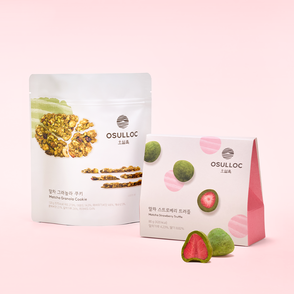 OSULLOC Matcha Tea Food Duo (Granola & Strawberry Truffle)