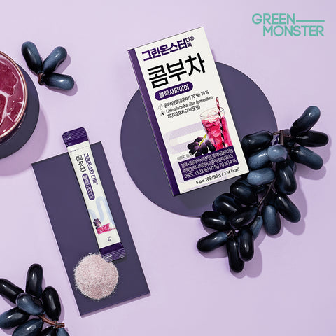 Green Monster Detox Kombucha Black Sapphire 2 Billion Probiotics 3 Boxes (30 Sticks)