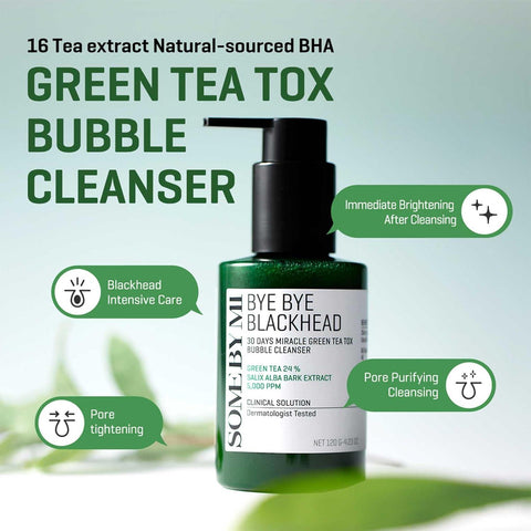 Soonsu Beauty Bye Bye Blackhead 30 days Miracle Green Tea Bubble Cleanser texture close-up