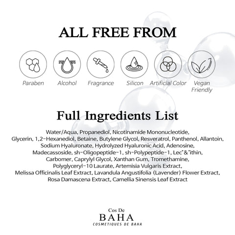 Cos De BAHA NMN 10% Resveratrol EGF FGF Peptide Serum