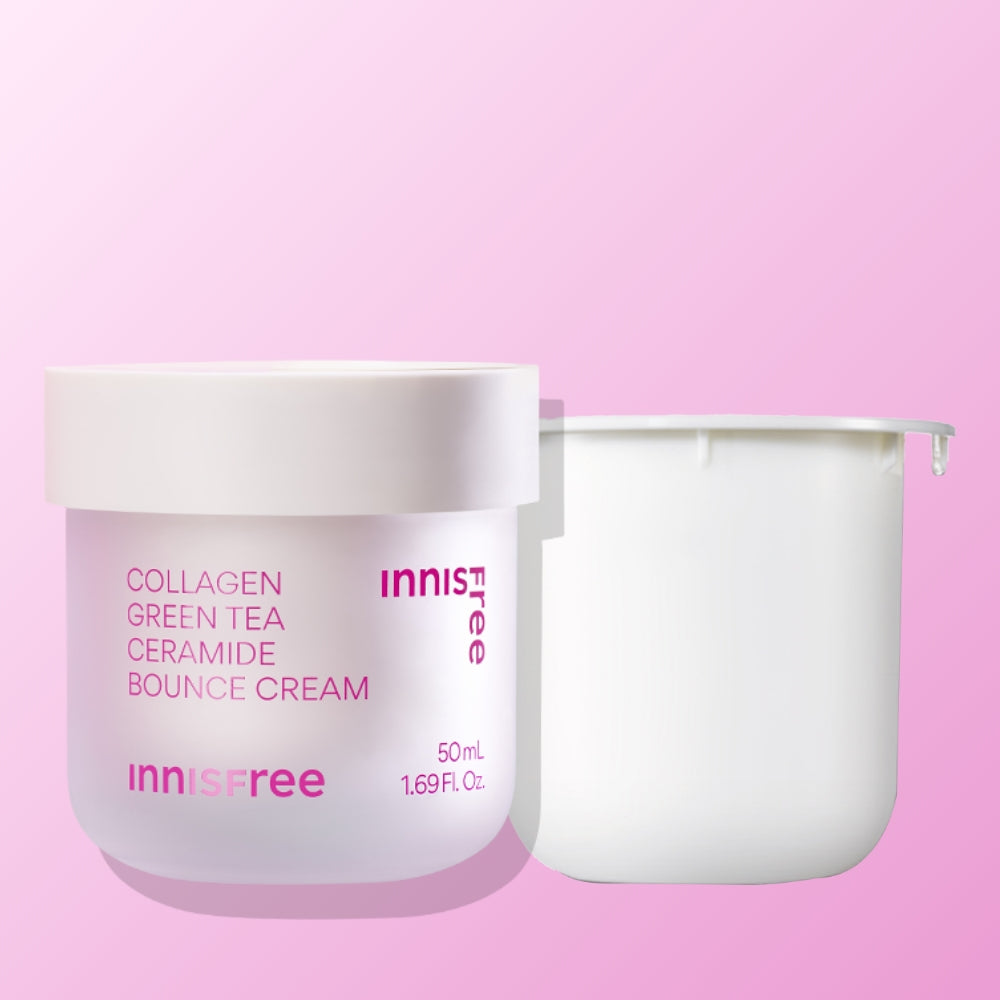 Innisfree Collagen Green Tea Ceramide Elastic Barrier Cream 50ml + (Refill) Collagen Cream 50ml