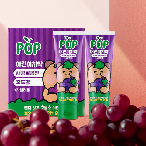 Clio Pop High-Fluoride Junior Toothpaste - Grape 90g (4 Pack)