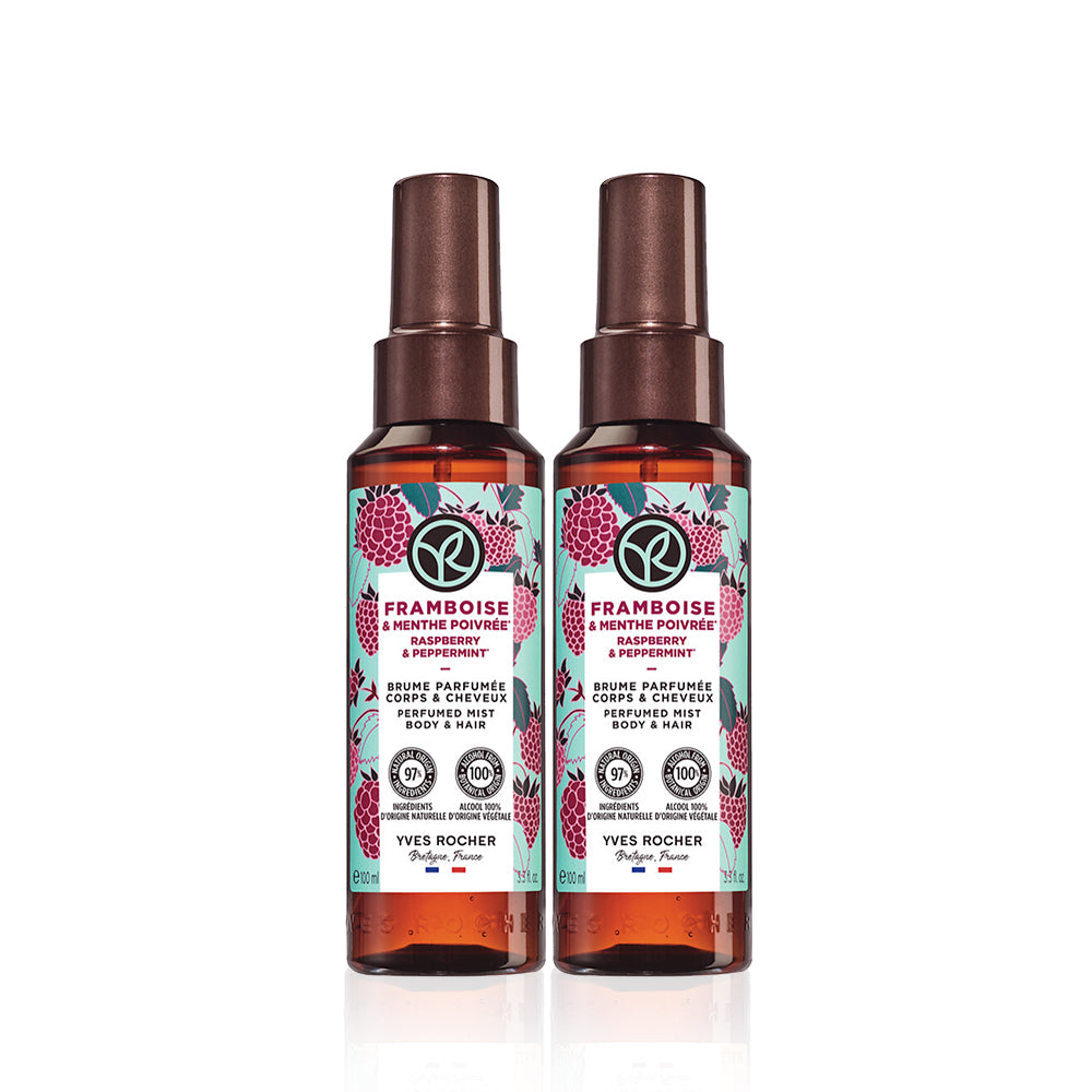 Yves Rocher Perfume Mist Body & Hair Raspberry Peppermint 100 ml (2 Pack)